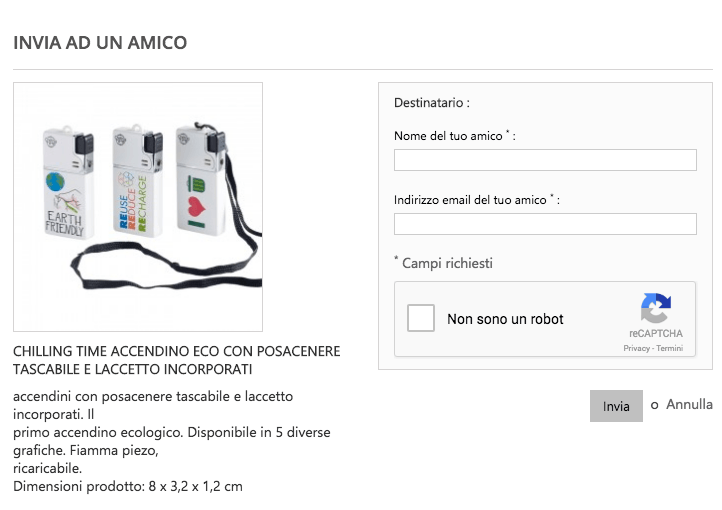 Captcha invia amico Prestashop
