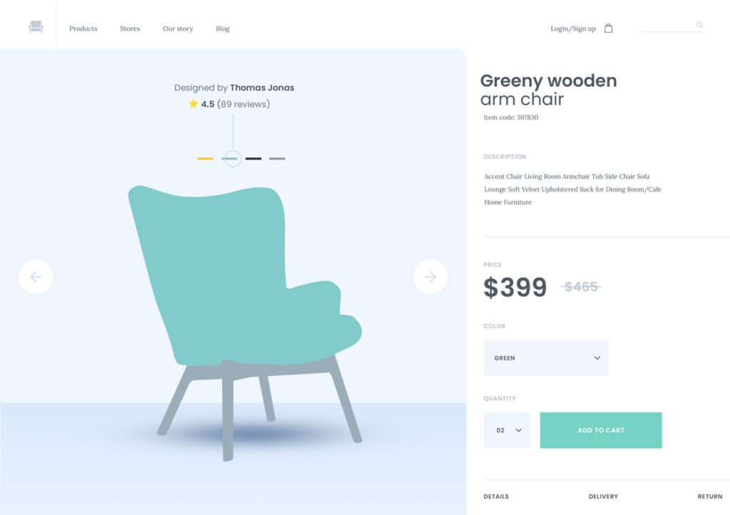scheda prodotto ecommerce