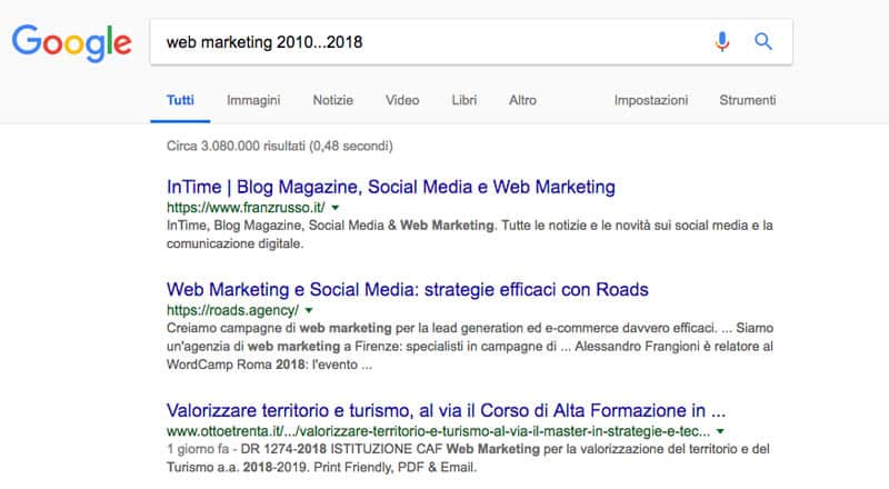 Intervallo di tempo Google