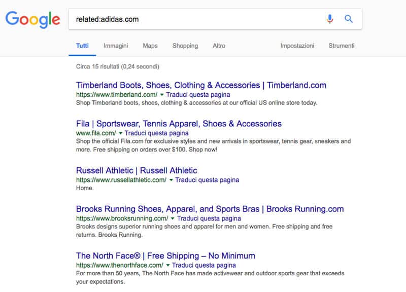 Ricerca siti web simili