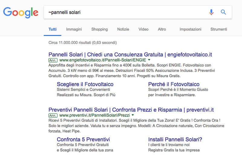 Ricerca sinonimi Google
