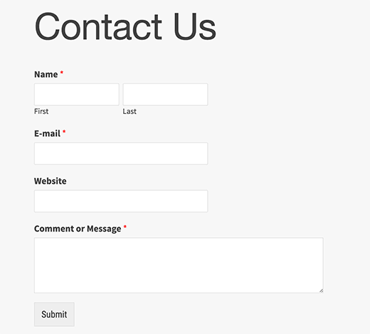 Form contatti WordPress