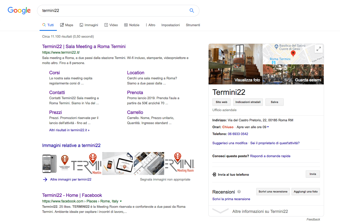 Schermata Google My Business