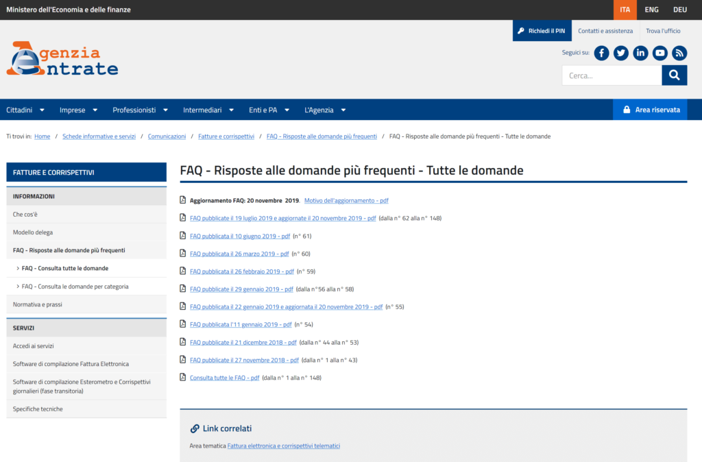 FAQ Agenzia delle Entrate