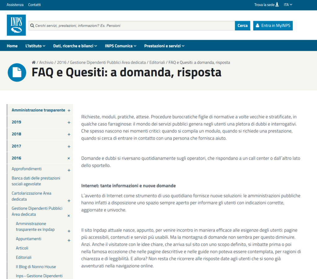 FAQ Inps