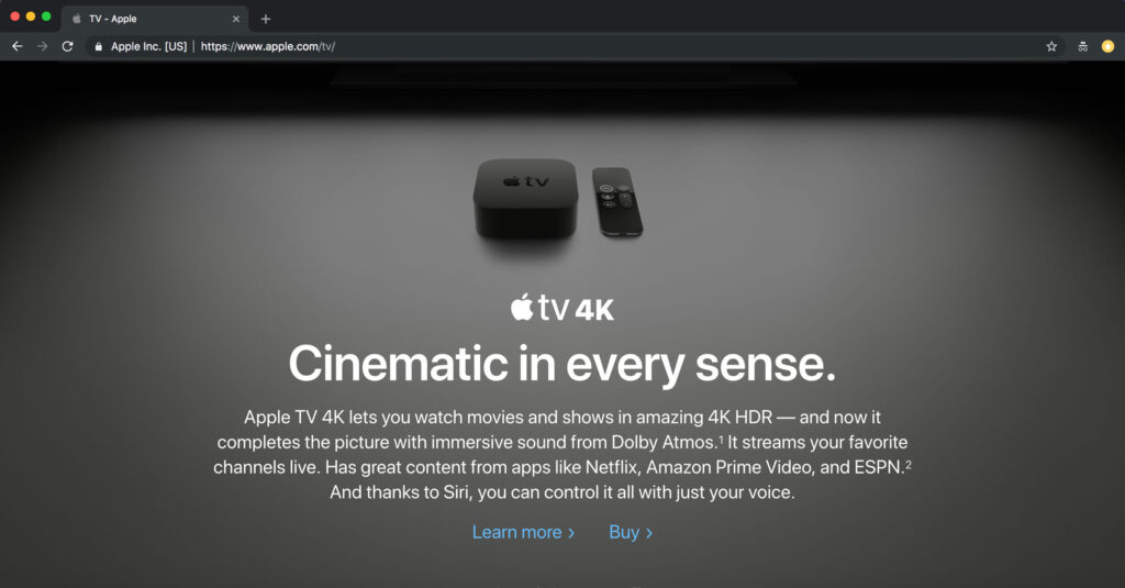 apple tv landing page