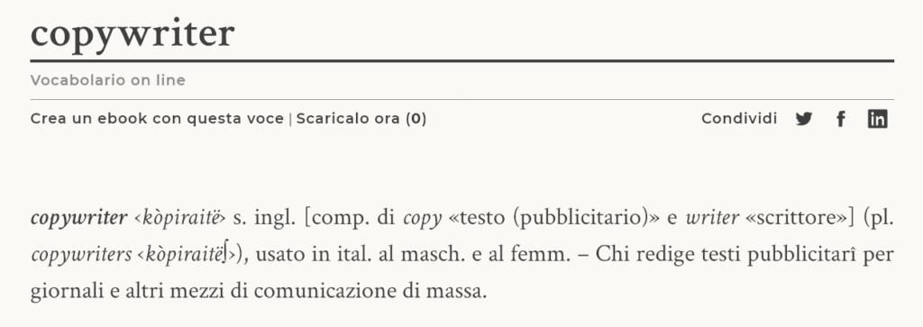 copywriter in Vocabolario - Treccani