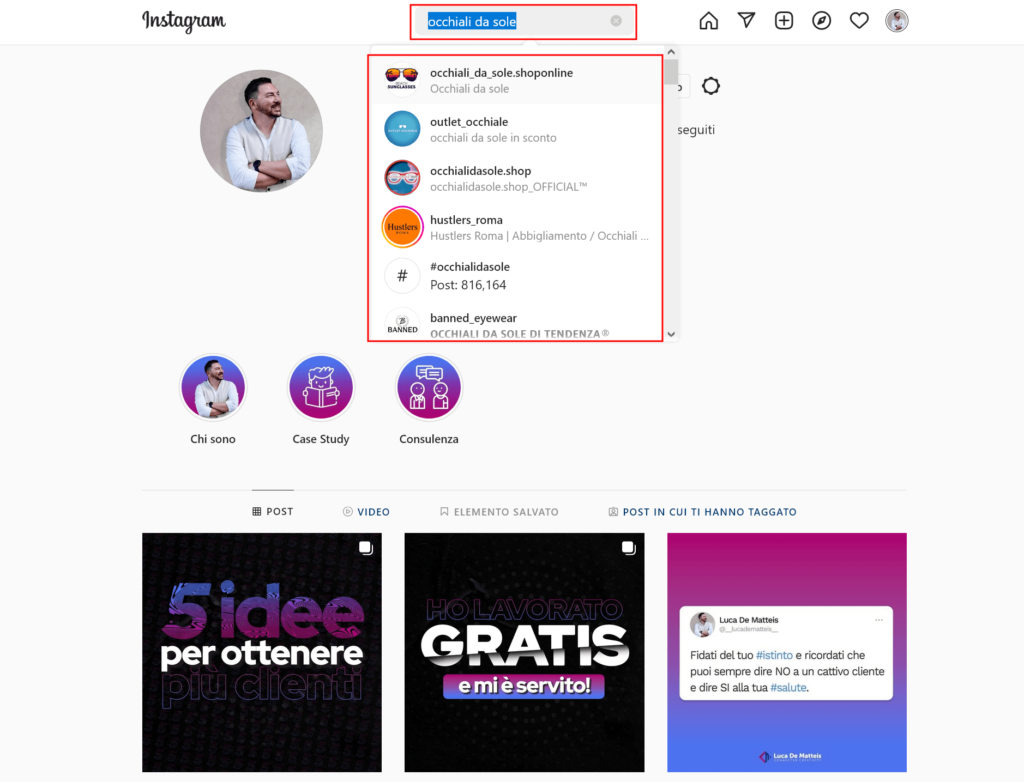 ottimizzare profilo instagram