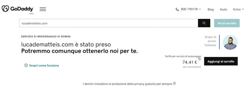 godaddy whois del dominio