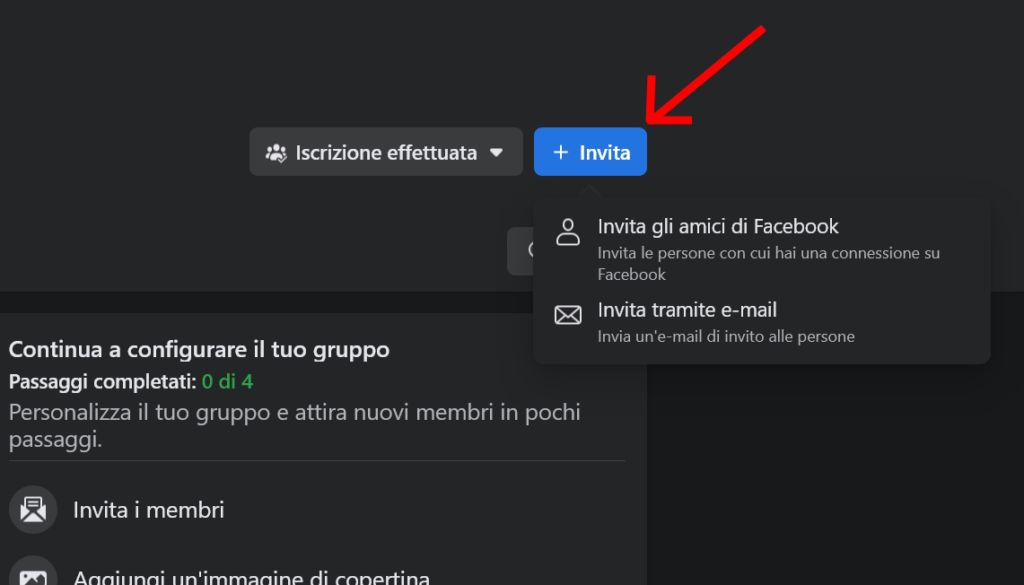 invita amici gruppo facebook