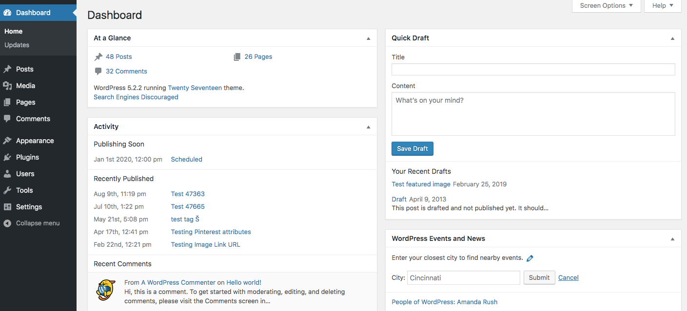 backend wordpress blog