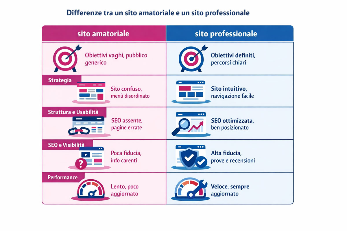 differenze sito amatoriale e professionale